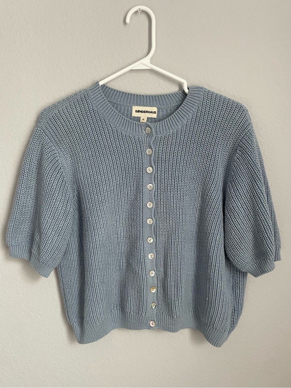 Sonderhaus coastal cardigan blue knit